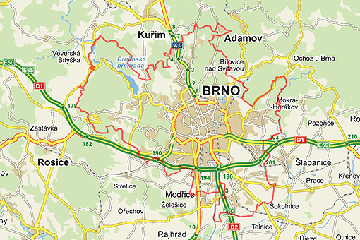Brno, mapa - město